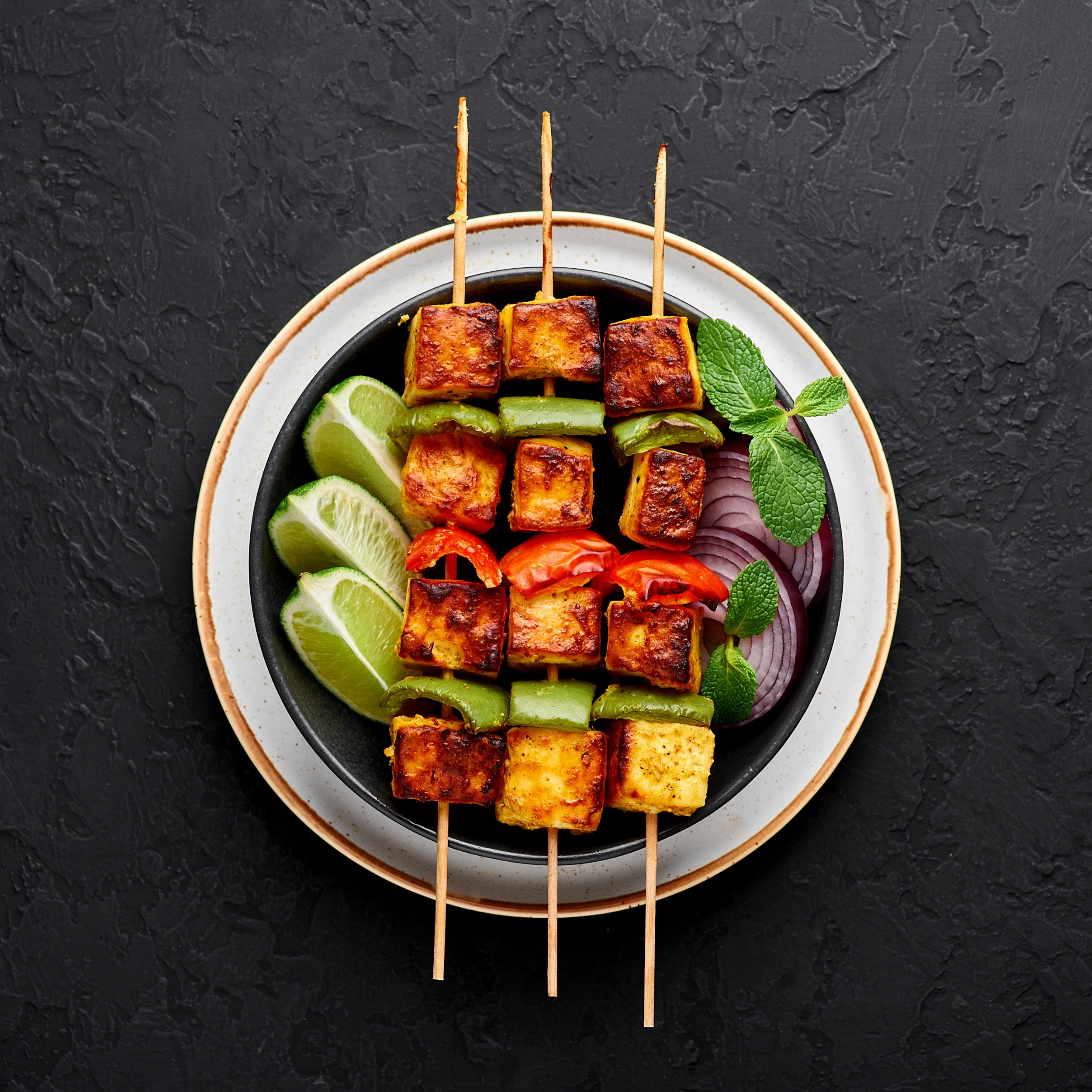 Paneer Shashlik with Mix Vegetables